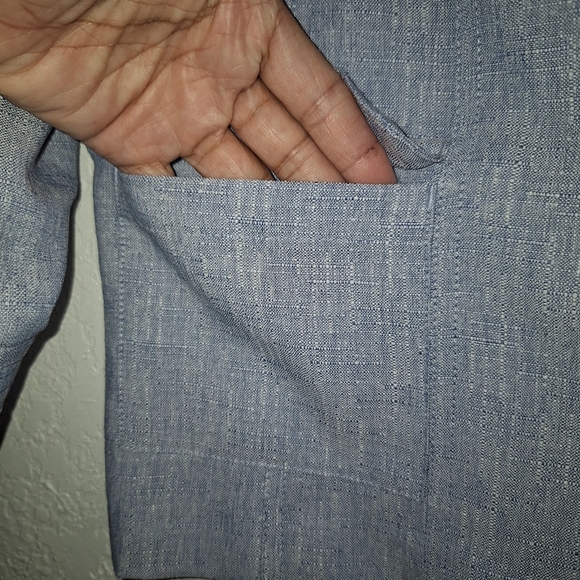 VTG Drapers & Damons Open Front Blue Lightweight Jacket Pockets M 3/4 Sleeve - Picture 6 of 10